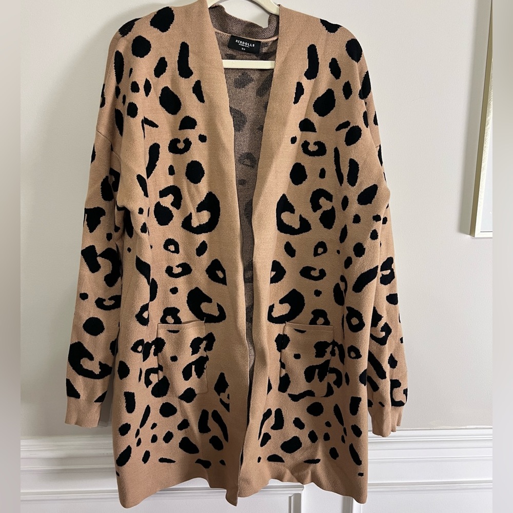 Rebdolls "On The Prowl" Cheetah Print Longsleeve Knit Cardigan - 5X